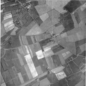 Aerial view of the Southern part of the village.
The slide is dated 29th. April 1947.