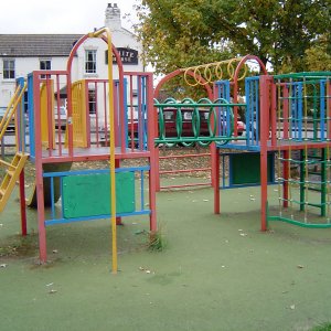 Play equipment on the playing field.