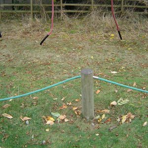 Play equipment on the playing field.