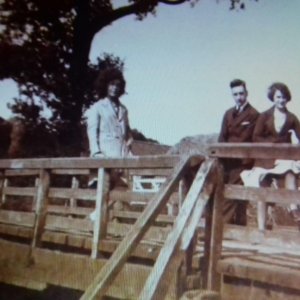 The old timber Fulstow bridge.
Photo date and people unknown.