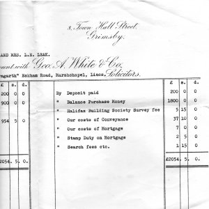 Purchase details of "Wyngarth", by Mr and Mrs Len Leak, dated 1961.
