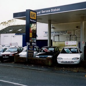 The old Caudwells workshop can be seen on the right (painted white) with the Marshchapel Service Station and car sales forecourt in front.
This photograph was taken in 2011 and it looks as if the sale of fuel had stopped by then.
