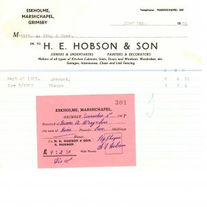 H. E. Hobson and Son - Joiners and Undertakers.