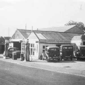 The Garage on Sea Dyke Way, Marshchapel - Circa; 1940s / 50s.
At this time it was called The Red Garage and was owned by John Darke.
The old Blacksmith shop can be seen just beyond the garage.