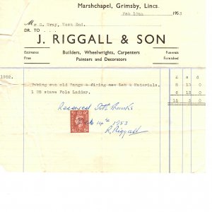 J. Riggall and Son - Builders, Wheelwrights and Carpenters.