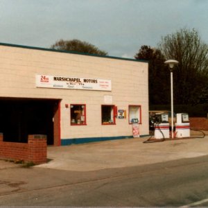 This photograph of Marshchapel Motors was taken around 1984, when Mr and Mrs Smiles owned the garage.
Please note the price of fuel, £1.75, and that was for a gallon, not a litre. Price of fuel today "September 2018", is £1.29 per litre.
