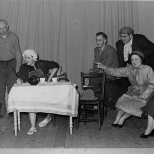 Marshchapel Amateur Dramatic Society.
L to R; N. Gunning, Stan Towell, Mrs Mossop, R. Ward, Derek Goodhew, Mrs Bridgestock, Beatrice Wilson.