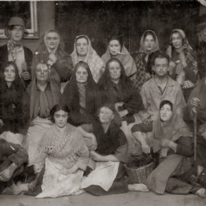 The Grainthorpe and District Drama Group, who won the Regional Final in York and just missed going to the Final in the West End, London.
The play was called "Roses to the Sea". This photograph was taken - Circa; 1920. Fred Grantham "born in 1908", is on the left on the first row.