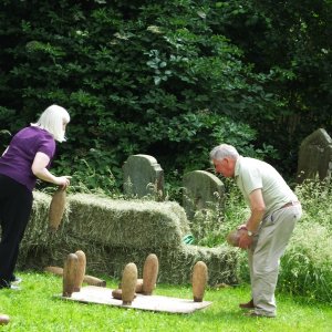 Church Garden Fete - 25th. June 2017
Judy Burgess and Julien Jackson having a go at the skittles.