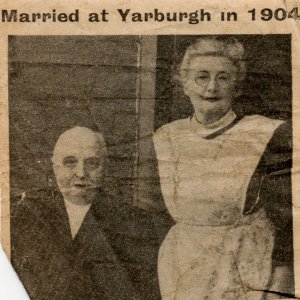 Golden Wedding Anniversary of Mr and Mrs Joseph Welch.
This picture is taken from a newspaper cutting. It is assumed that the story was published in the Louth Standard in 1954.
For ease of reading, a transcript of the accompanying article has been published as a separate image.