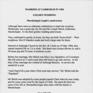 Golden Wedding anniversary of Mr and Mrs Joseph Welch.
Page 1 of 2
