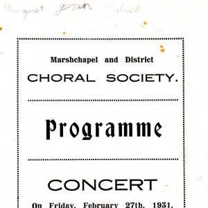 Marshchapel and District Choral Society Concert - 27th. February 1931