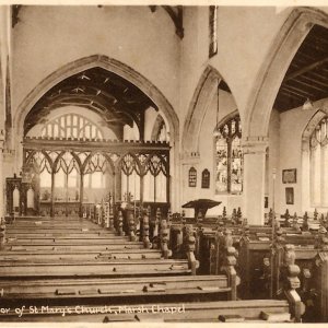 Postcard showing interior of St. Marys Church, Marshchapel.