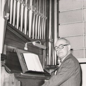 Clifford Wray playing the organ in the Wesleyan Chapel, Marshchapel,