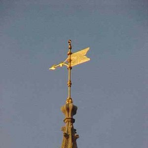 The weather vane which was installed on the Church tower.