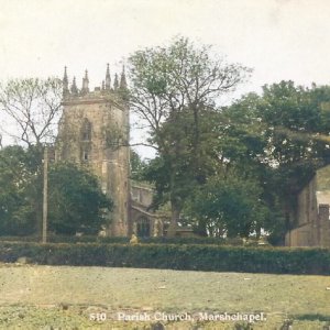Parish Church, Marshchapel - Circa; 1915
Original black & white picture postcard enhanced with colour