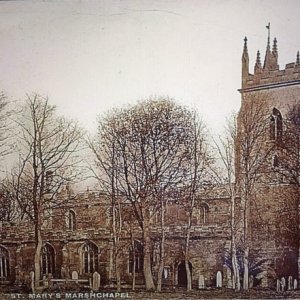 Tinted Postcard of St. Marys Church, Marshchapel