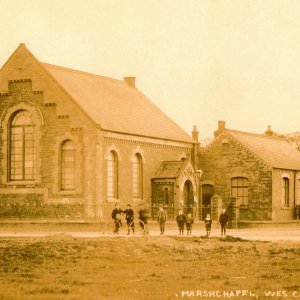 An old photograph of the Wesleyan Chapel on the corner of Sea Dyke Way and Littlefield Lane which was built in 1868.