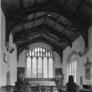 Interior of St. Marys Church, Marshchapel looking towards the altar through the Chancel.
Photograph taken 2007.