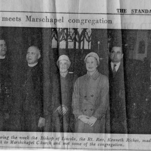 Visit by the Bishop of Lincoln, Kenneth Riches, to St. Marys Church, Marshchapel.
Published in The Standard Friday March 25th 1960.