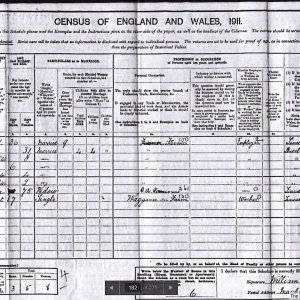 1911 Census record for the family of William Arthur Wray