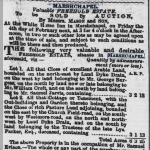 Sale of land in Marshchapel - 1870