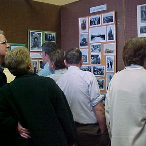 Quite a crowd around the old photographs of residents of Marshchapel.