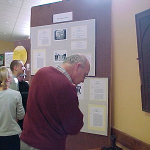 Stand at the Exhibition.  On the right can be seen the Board which usually hangs in St. Marys with a list of those who served, and some who fell, in WW1.