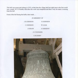 Memorial Bell in St. Marys Church, Marshchapel