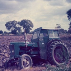 George Wray in his tractor, working behind West End Farm, West End Lane - 1975
