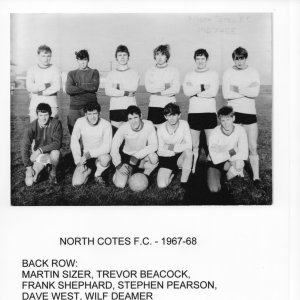 Although this is a North Cotes FC. photograph, several players lived in Marshchapel.
Frank Shephard, Stephen Pearson, Wilf Deamer and Bryn Clarke.