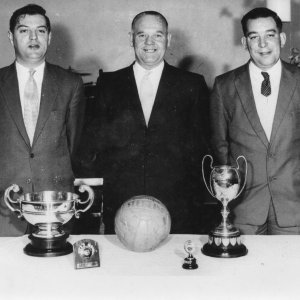 Officials of Marshchapel Football Team, Circa 1960s, who won all the trophies in the league.
L to R; Rex Wray - "Asst. Chairman", Jim Miller -  "Manager" and Eric Cheese.