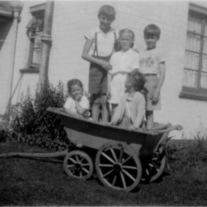 Wilf Deamer, Ann Jacklin, Gordon Horry
Probably two Jacklin sisters in the pram