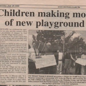 28 July 1999
Opening of the new Play Area on the Marshchapel Playing Field.