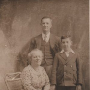 Alice Burgess, her husband George Bancroft Burgess and their son Raymond.
The date on the back of this photograph is 1931.