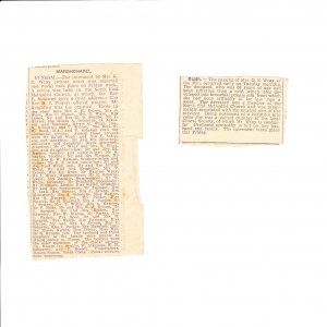 Funeral notice of Mrs G E Wray of The Mill, Marshchapel. Undated