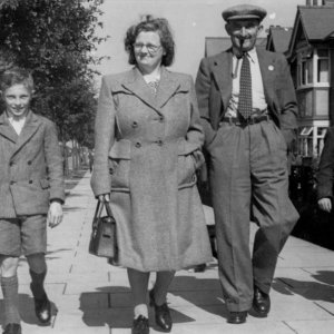 Rose and Robert Jacklin with sons Bob, Len and Ivor. Photograph taken in 1949.