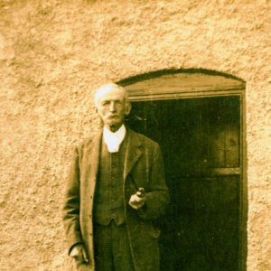 Joe Sutton standing a the door of an old cottage in Eskham which was the Sutton family home.