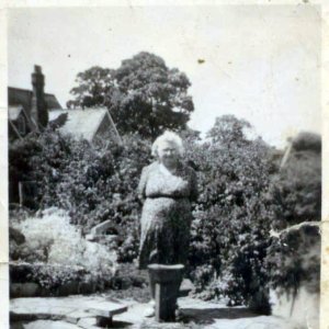 Norah Lyons in the School House gardens in Marshchapel.
Norah was the wife of Percy Lyons, the Headmaster, and taught at Marshchapel School.