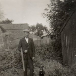 George Leak with Floss the dog.