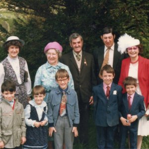 Guests at the wedding of Ruth Jackson - Marshchapel Church 1983.
L to R: Jennifer, Aunty Nora- Ruth Jacksons Great Aunt - Uncle Ted, Richard and Mary Marshall.
Front row: Edward Marshall - son of Peter Marshall- Elizabeth, Jonathan and Christopher and Jeremy Marshall - sons of Richard Marshall.