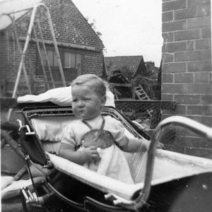 Ray Whiteley.
This photograph was taken in the back garden of Frank Whiteleys Butchers Shop on Sea Dyke Way, Marshchapel.
