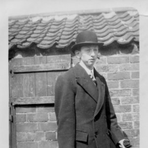 Fred Grantham going on holiday.
Fred was born in 1908 and it is thought this photograph was taken c. 1928.