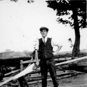 Mr Hobson
This photograph was taken at Eskham where he had his workshop.
He worked as a joiner, wheelwright and undertaker.
His son, Stan, worked with him for many years.