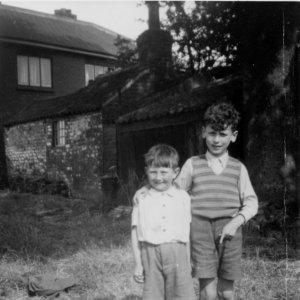 Stuart Grantham and Tony Burgess
Circa 1950
This photograph was taken in the rear garden of the house to the left of the school - when facing the school.