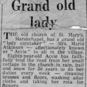 Newspaper report on Maria Atkinson.