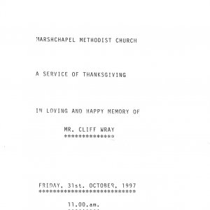 Cliff Wray who was organist at the Methodist Chapel for many years.