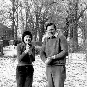 Julien Jackson and his daughter Alice.
This photograph was taken outside their former home on Sea Dyke Way, opposite "The Rookery", in the winter of 1980.