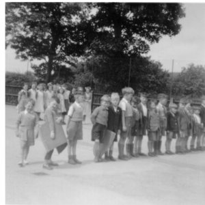 Marshchapel School 1951 taking PT mats away.
Just bear in mind the thin mats were the only thing between the students and the hard playground.