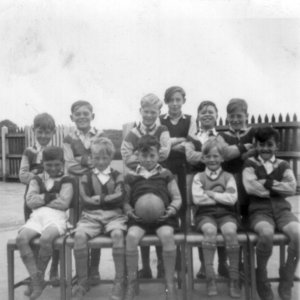 Marshchapel School Football team c. 1951
Back Row: Unknown, Brian Clover, Roly Leak, John Campbell, Barry Ireland, Roy Pickard.
Front Row: Trevor Clover, David Wray, Rex Johnson, Stephen Wray (Tut), John Stones